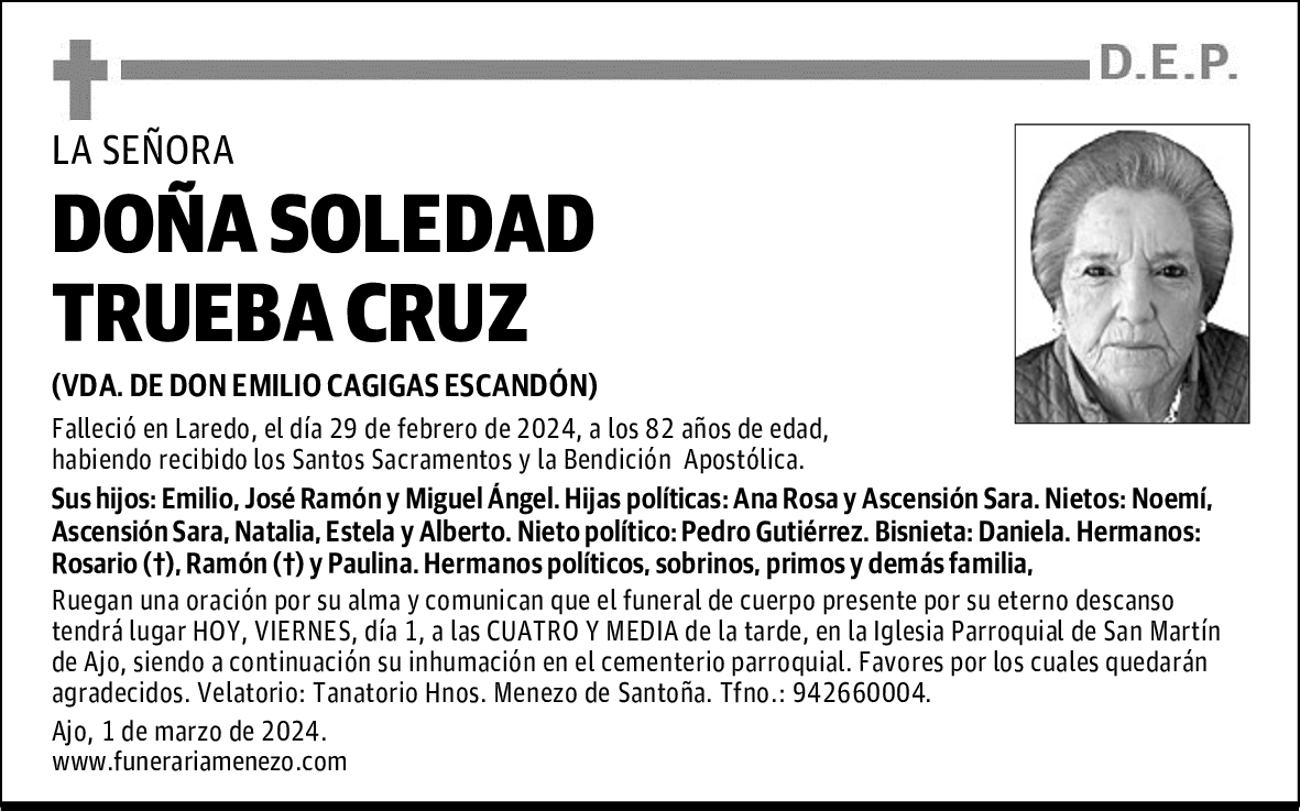 DOÑA SOLEDAD TRUEBA CRUZ