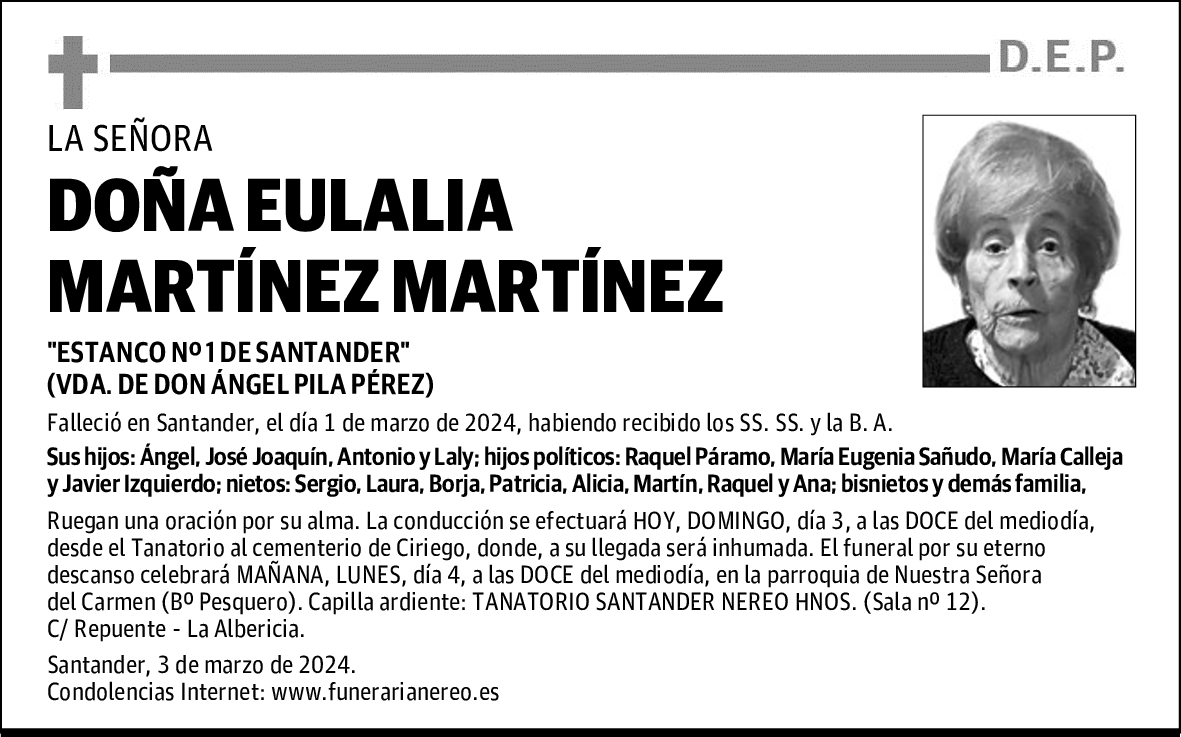 DOÑA EULALIA MARTÍNEZ MARTÍNEZ