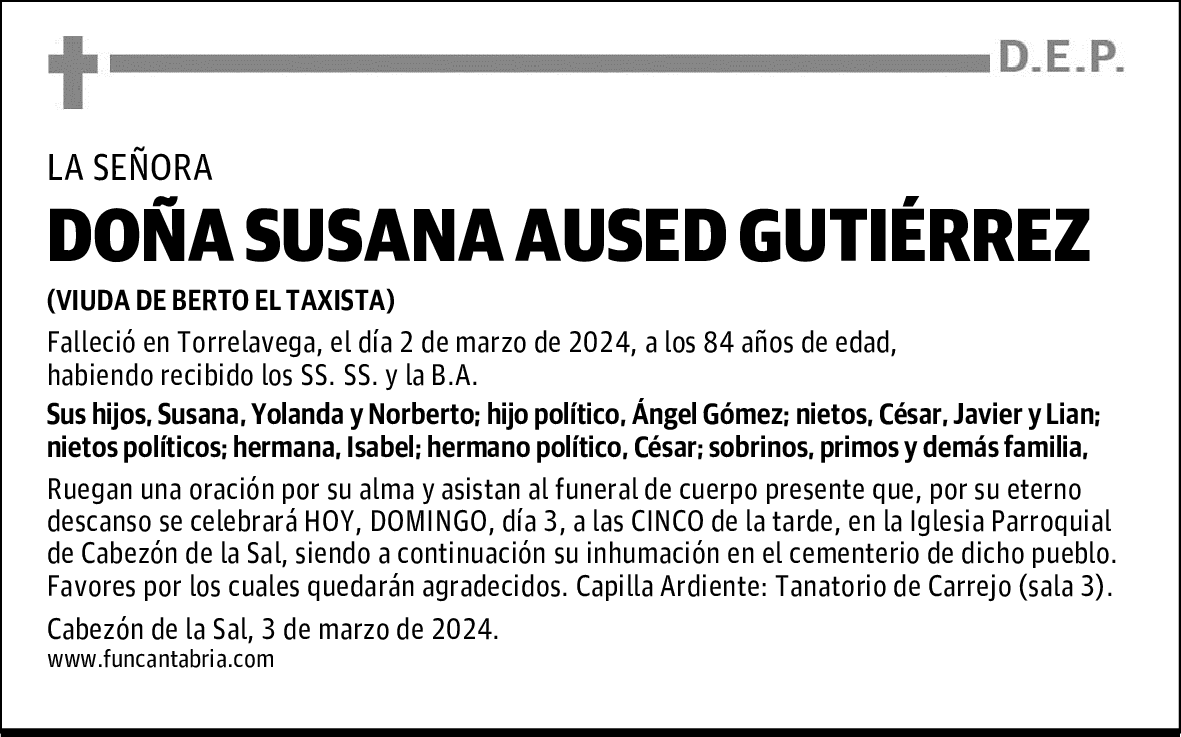 DOÑA SUSANA AUSED GUTIÉRREZ