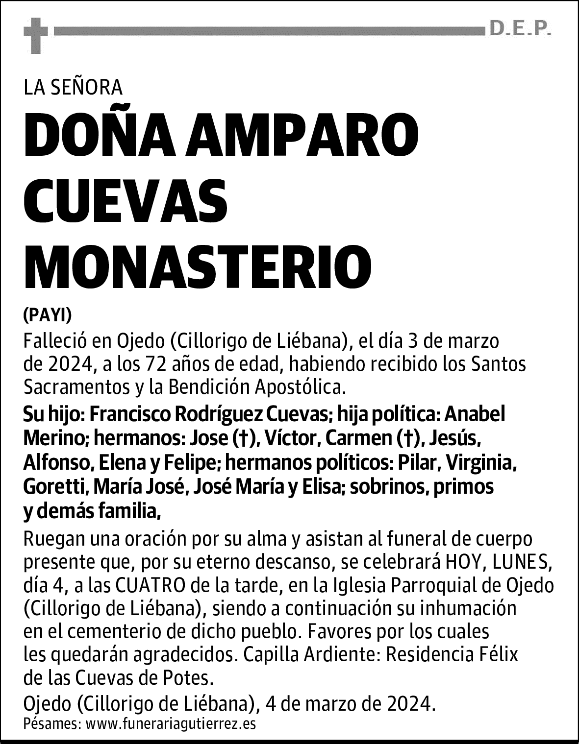 DOÑA AMPARO CUEVAS MONASTERIO