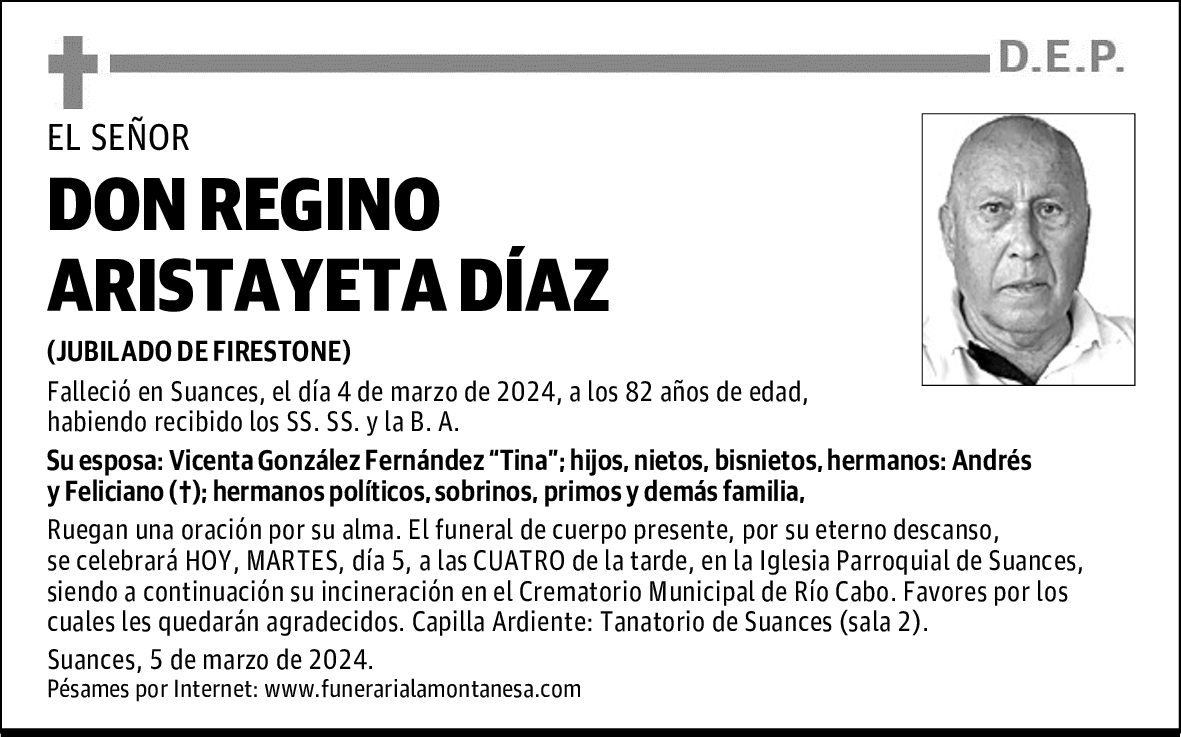 DON REGINO ARISTAYETA DÍAZ