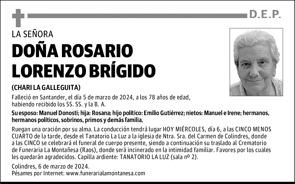 DOÑA ROSARIO LORENZO BRÍGIDO