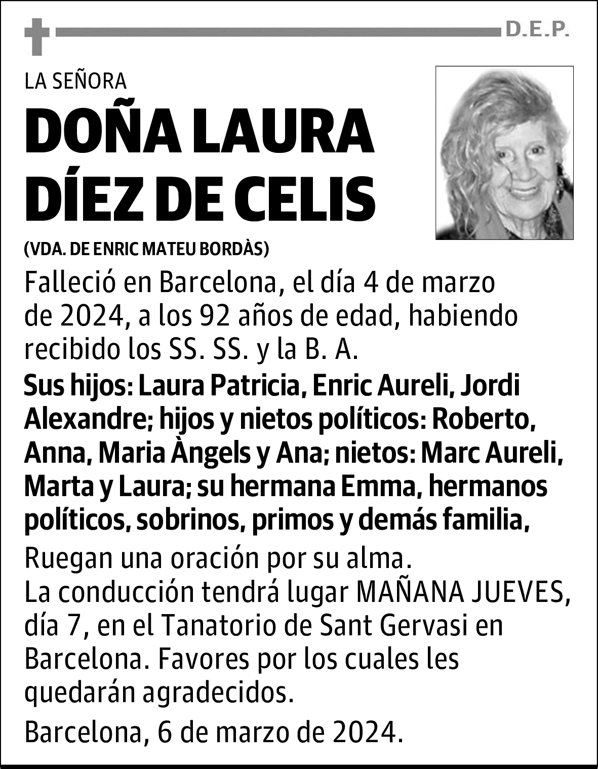 DOÑA LAURA DÍEZ DE CELIS