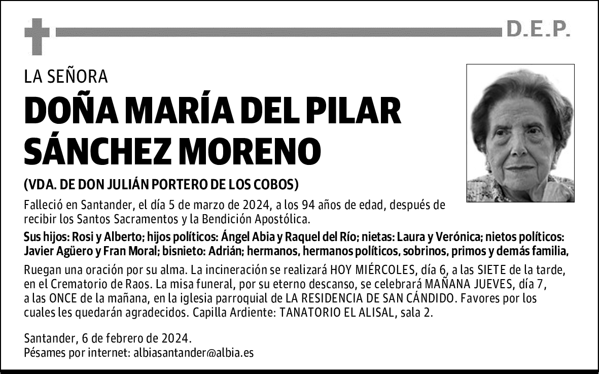DOÑA MARÍA DEL PILAR SÁNCHEZ MORENO