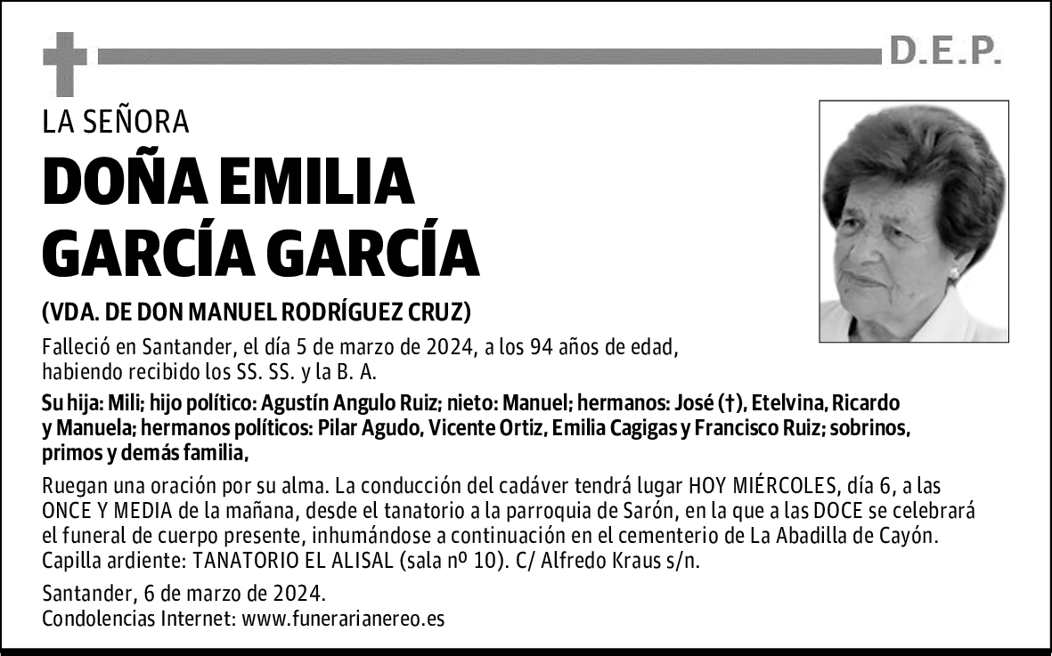 DOÑA EMILIA GARCÍA GARCÍA