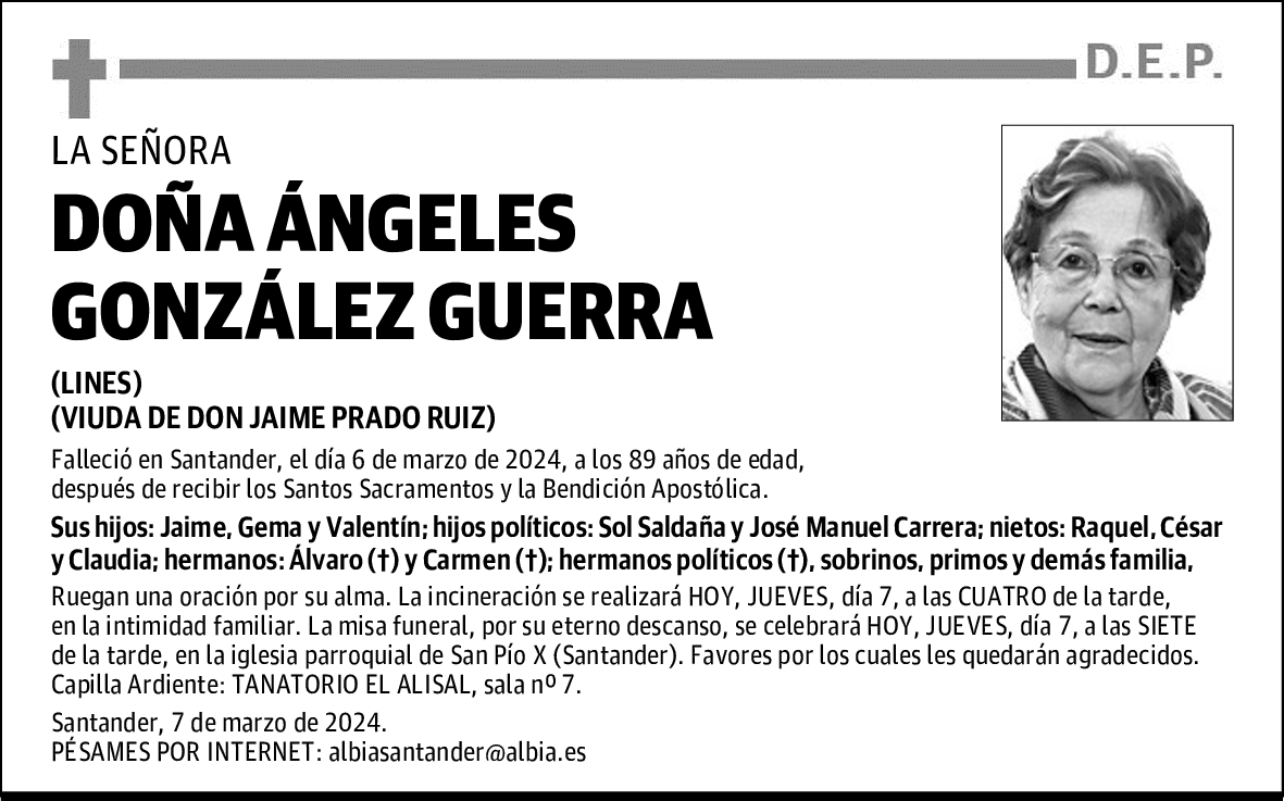 DOÑA ÁNGELES GONZÁLEZ GUERRA