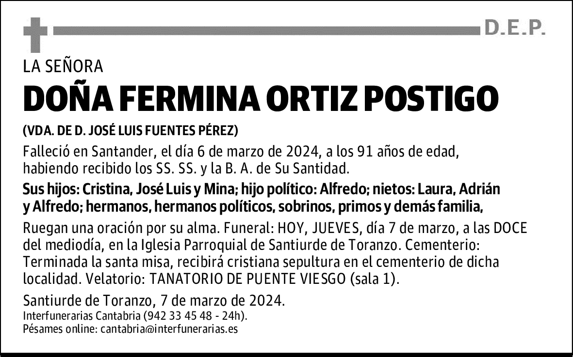 DOÑA FERMINA ORTIZ POSTIGO