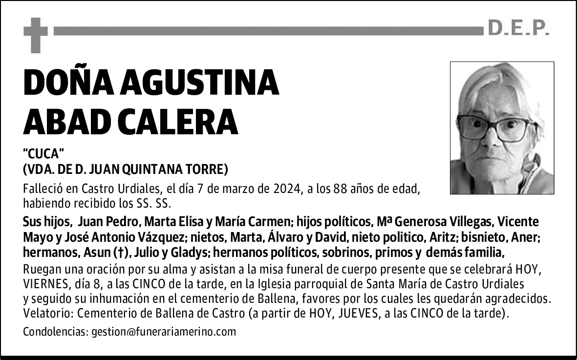 DOÑA AGUSTINA ABAD CALERA