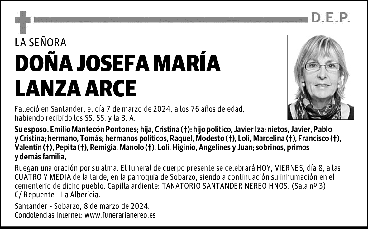 DOÑA JOSEFA MARÍA LANZA ARCE