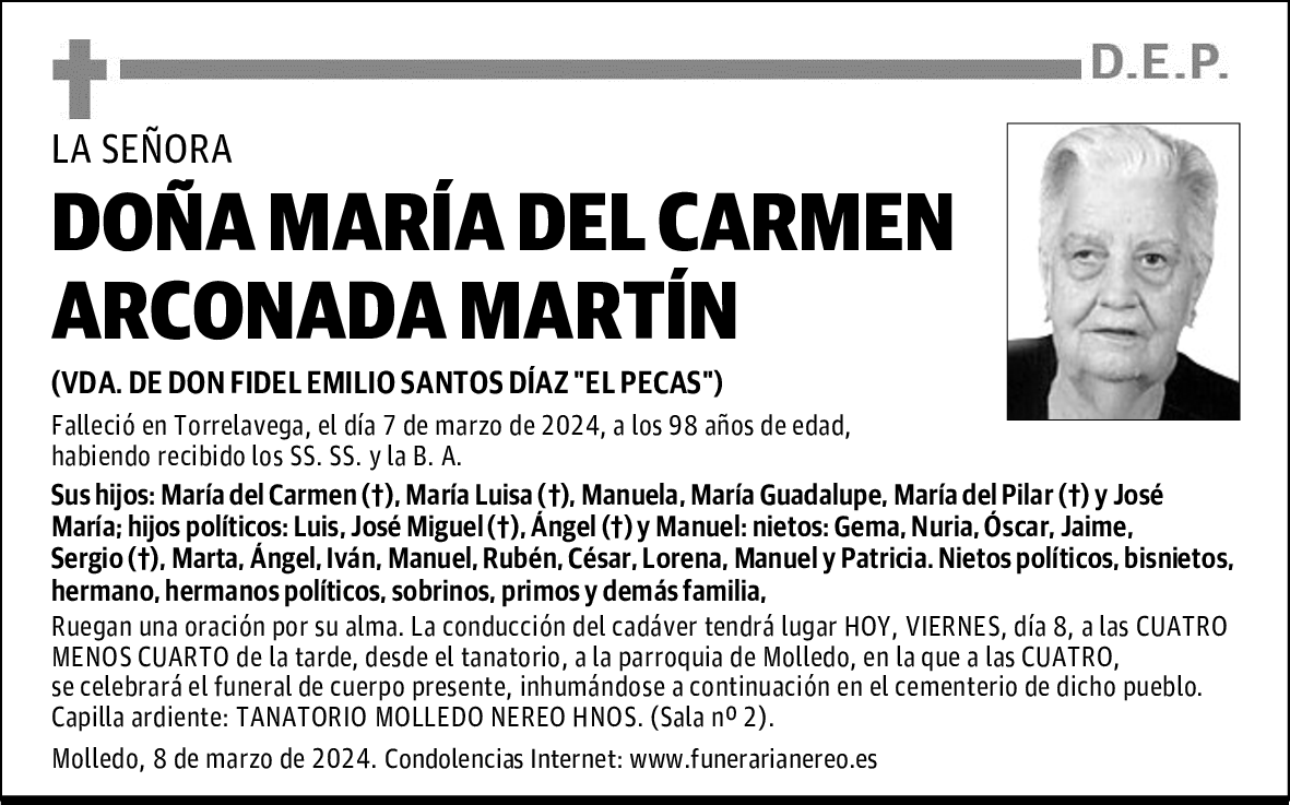 DOÑA MARÍA DEL CARMEN ARCONADA MARTÍN