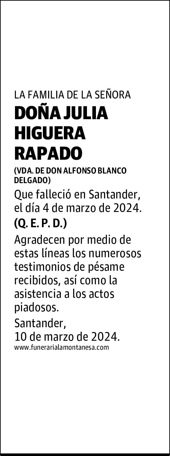 DOÑA JULIA HIGUERA RAPADO