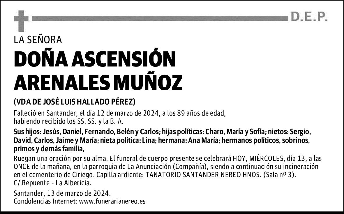 DOÑA ASCENSIÓN ARENALES MUÑOZ