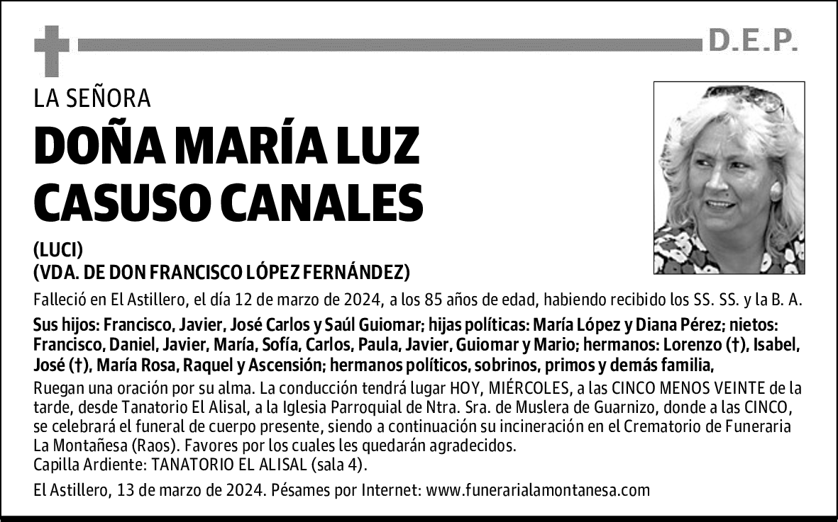 DOÑA MARÍA LUZ CASUSO CANALES