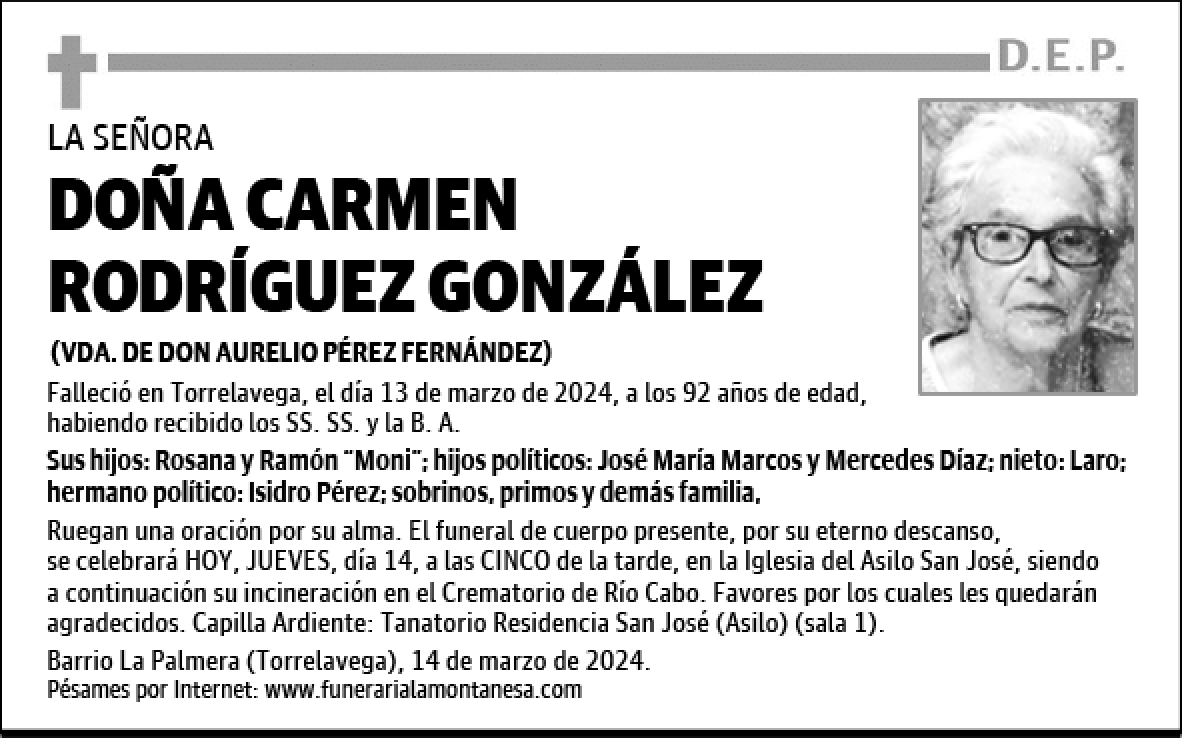 DOÑA CARMEN RODRÍGUEZ GONZÁLEZ