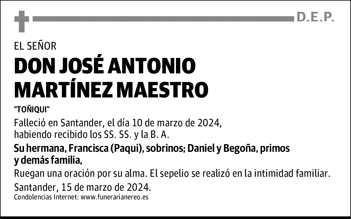 DON JOSÉ ANTONIO MARTÍNEZ MAESTRO