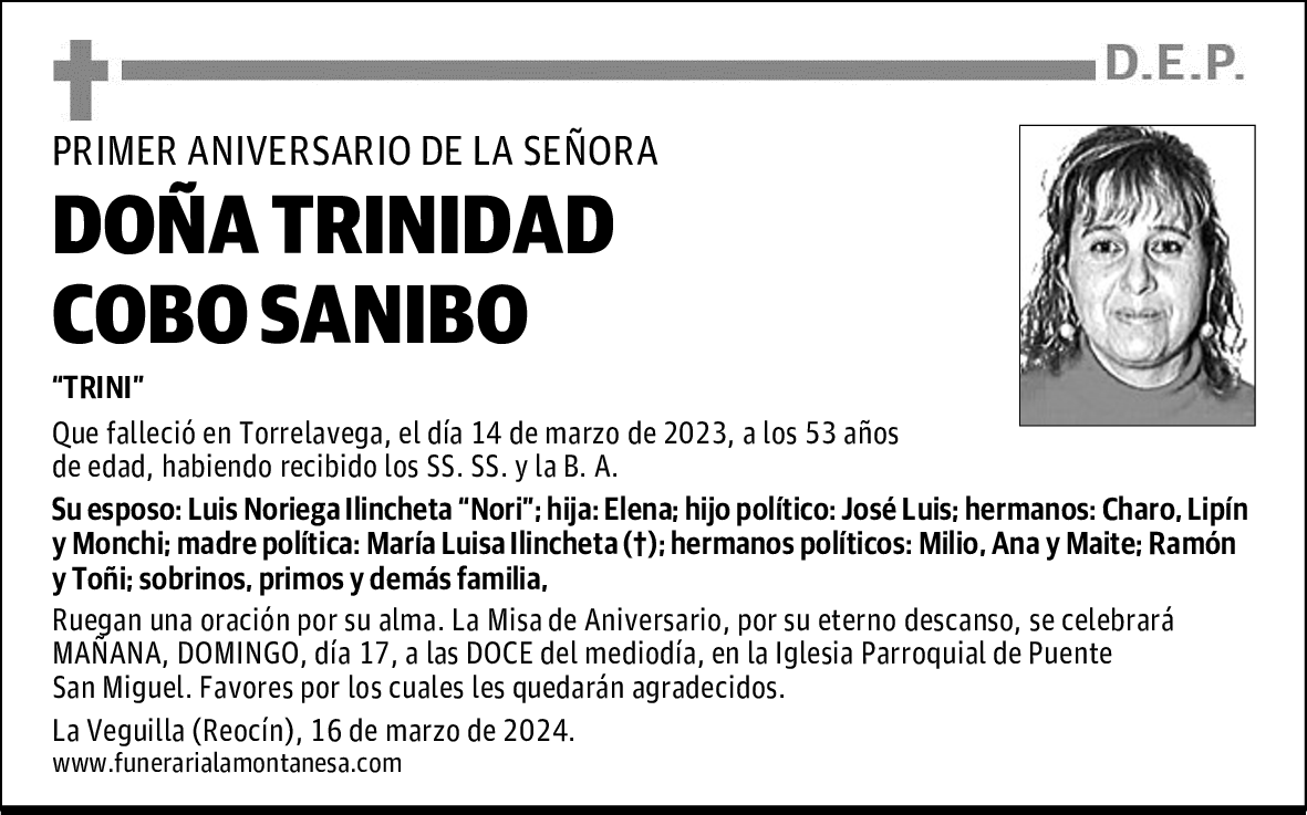 DOÑA TRINIDAD COBO SANIBO