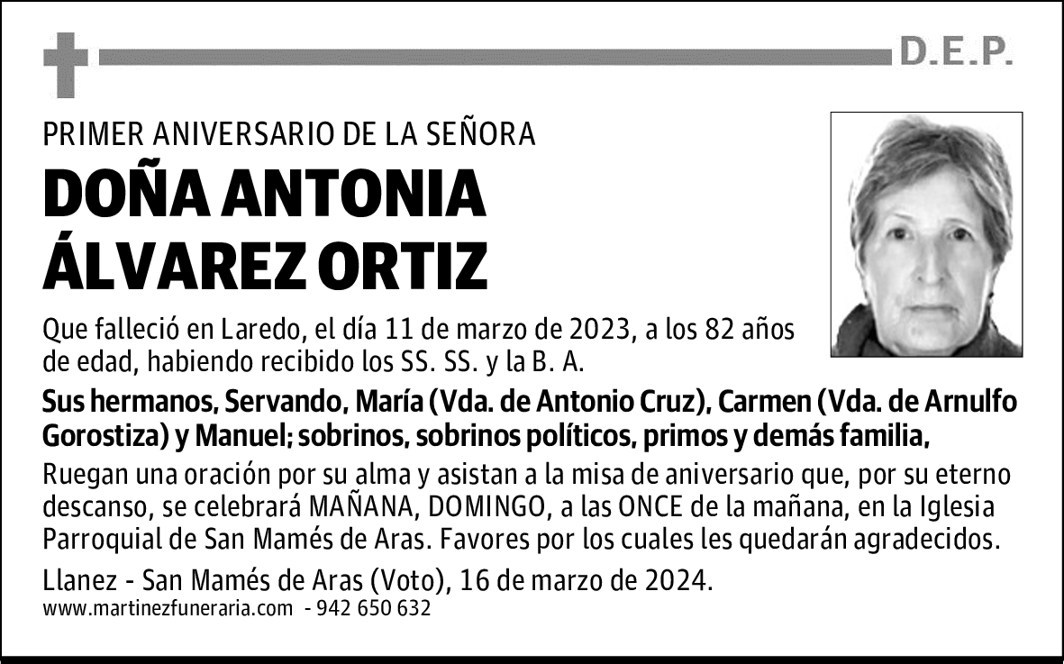 DOÑA ANTONIA ÁLVAREZ ORTIZ