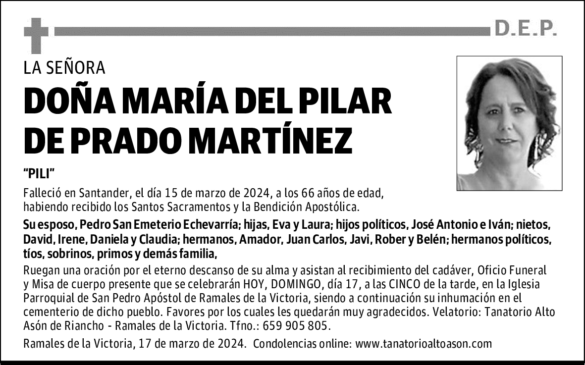 DOÑA MARÍA DEL PILAR DE PRADO MARTÍNEZ