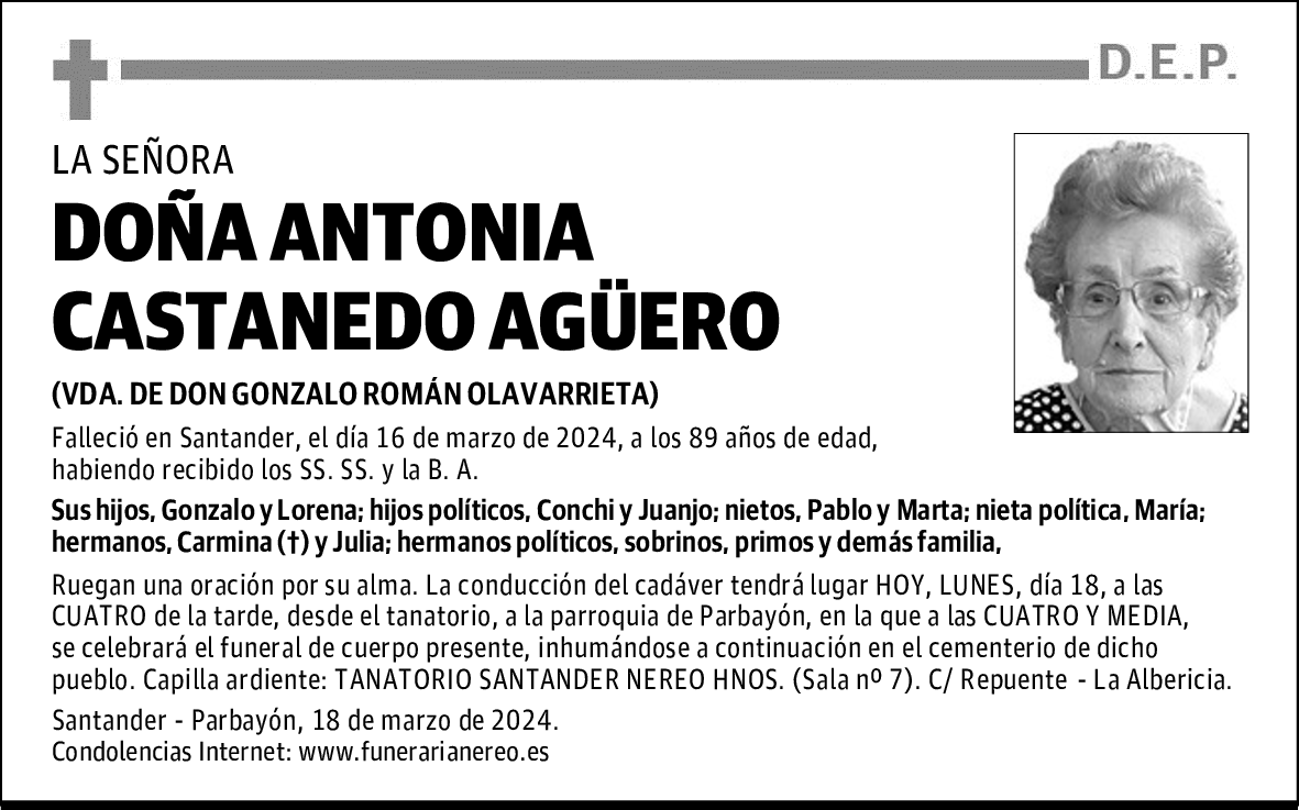 DOÑA ANTONIA CASTANEDO AGÜERO