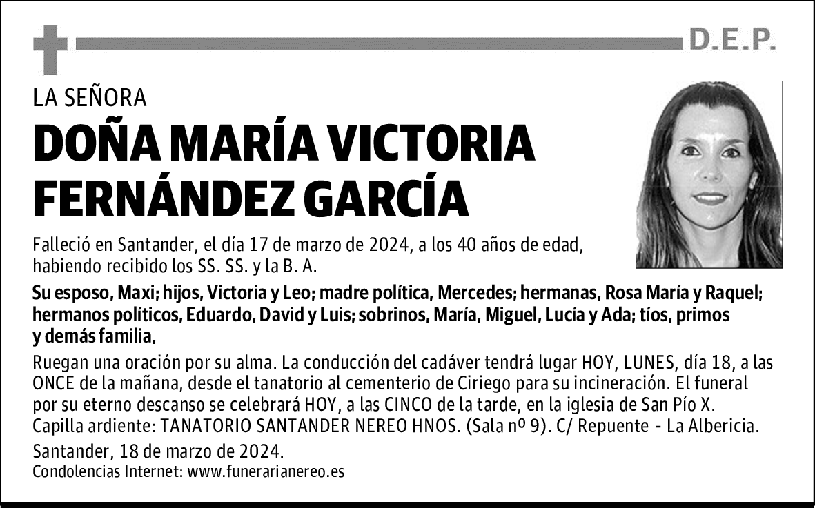 DOÑA MARIA VICTORIA FERNANDEZ GARCIA