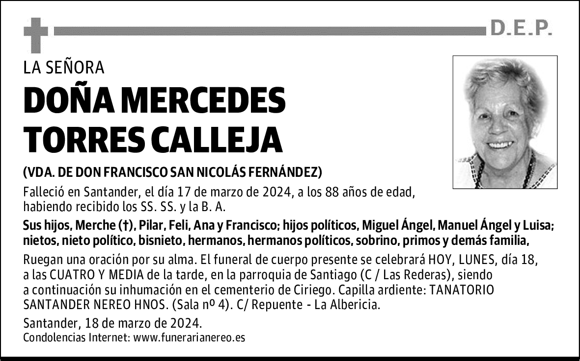 DOÑA MERCEDES TORRES CALLEJA