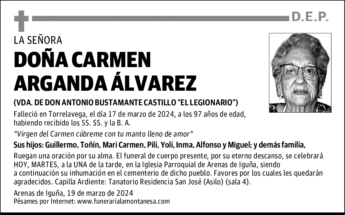 DOÑA CARMEN ARGANDA ÁLVAREZ