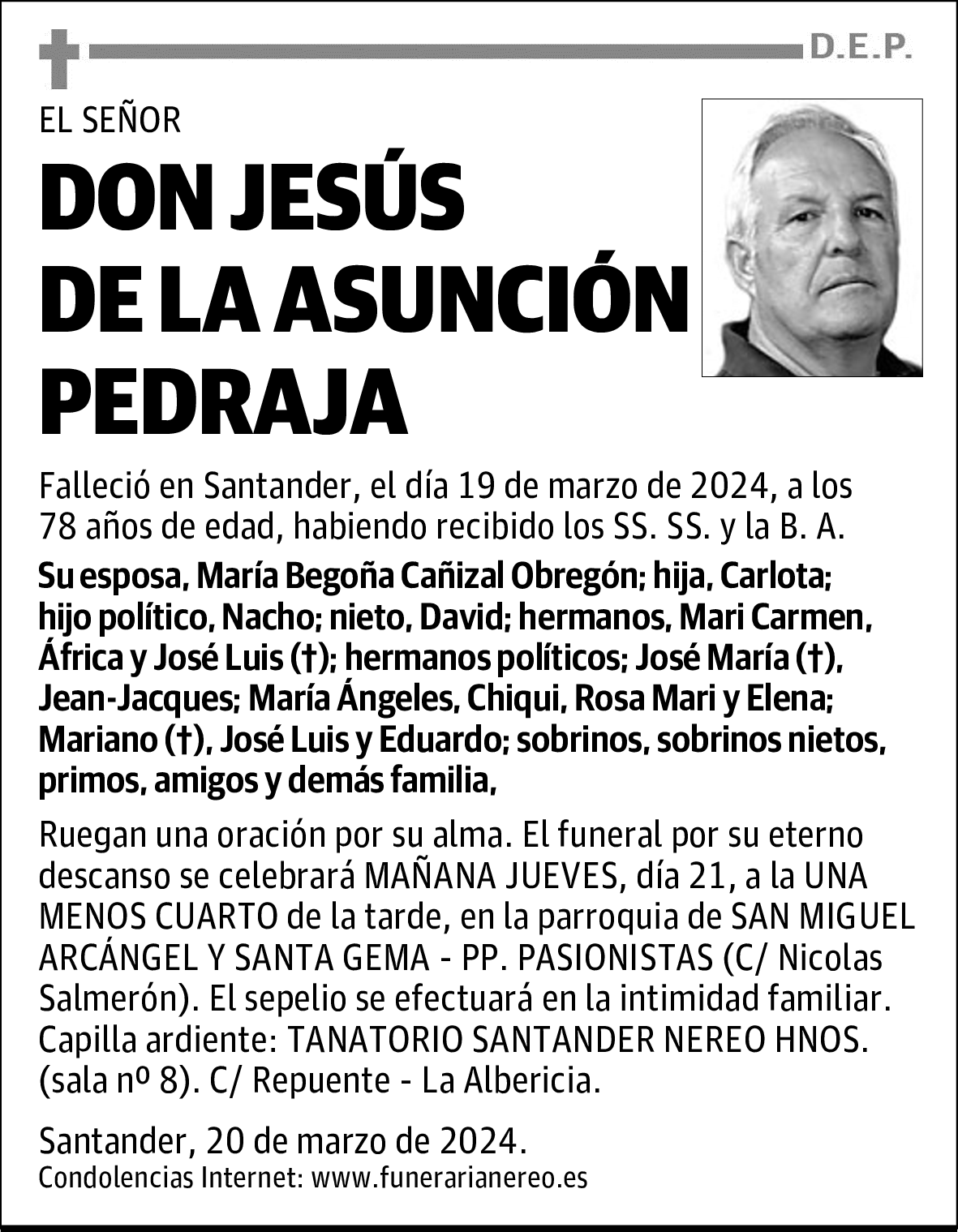 DON JESÚS DE LA ASUNCIÓN PEDRAJA