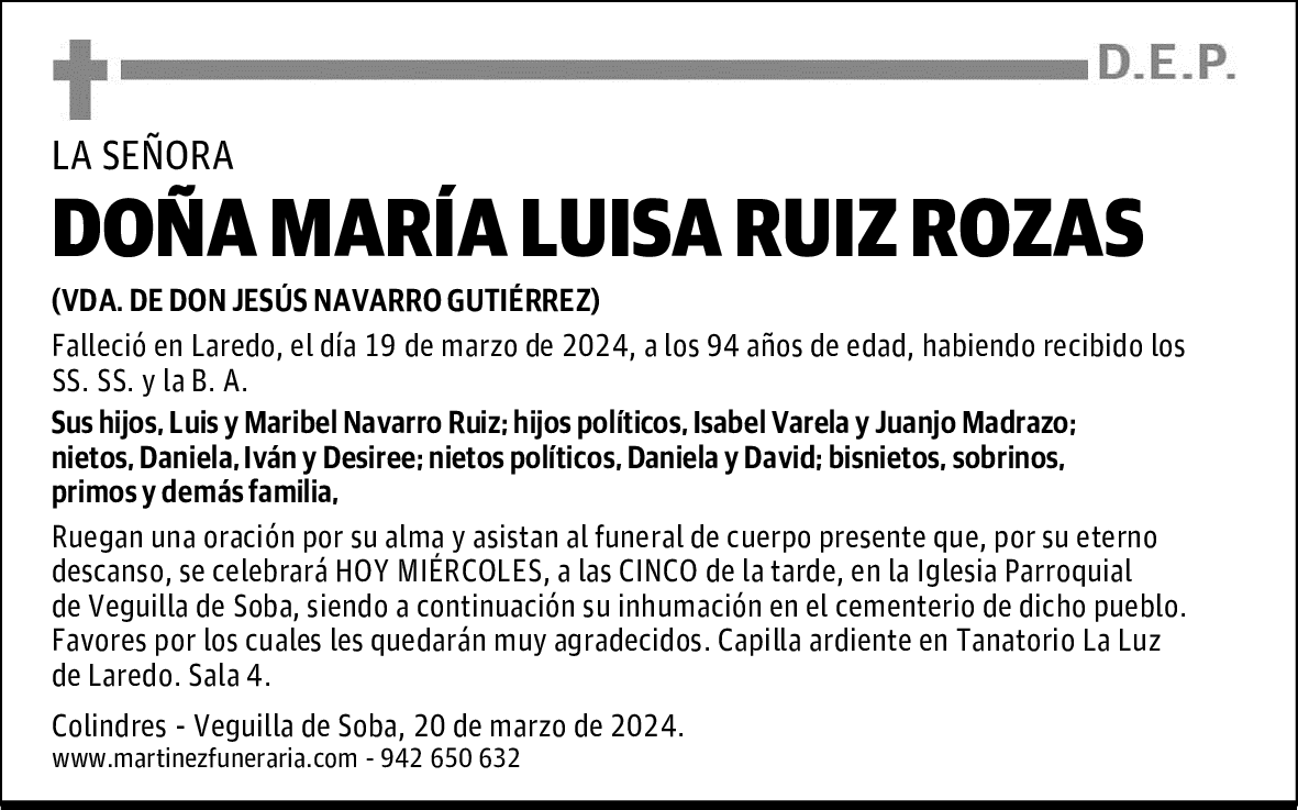 DOÑA MARÍA LUISA RUIZ ROZAS