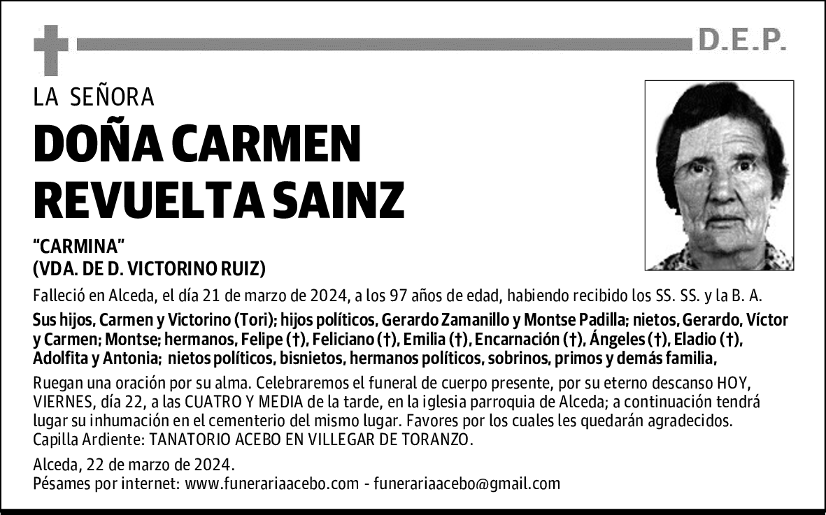 DOÑA CARMEN REVUELTA SAINZ