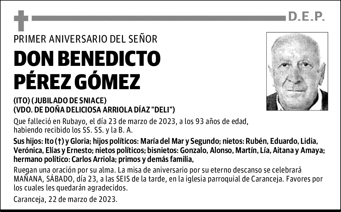 DON BENEDICTO PÉREZ GÓMEZ