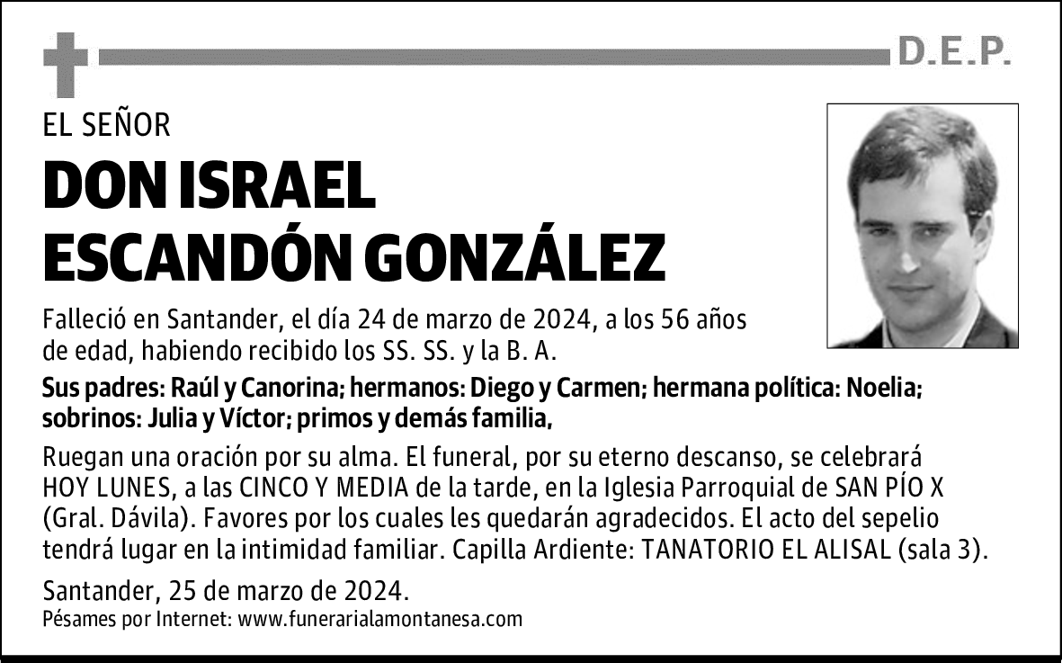 DON ISRAEL ESCANDÓN GONZÁLEZ