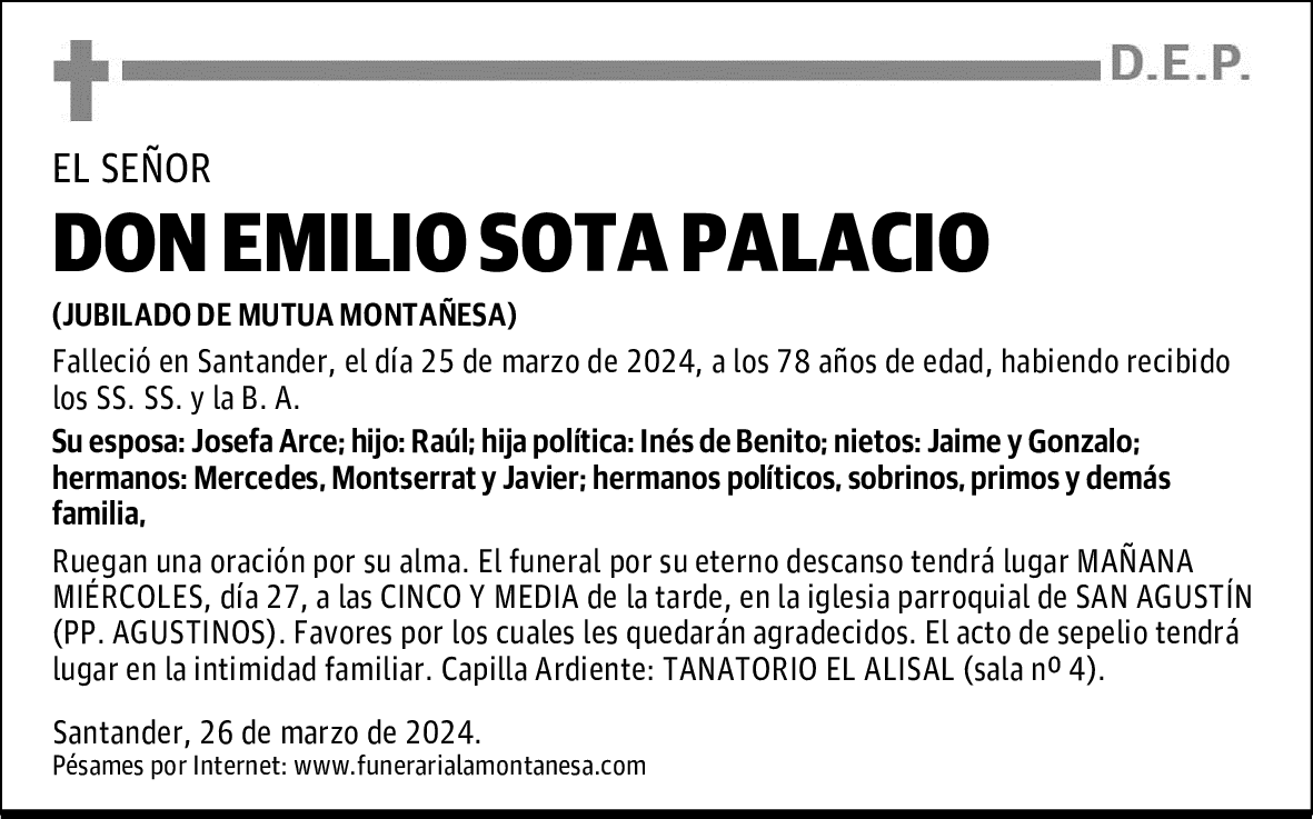 DON EMILIO SOTA PALACIO
