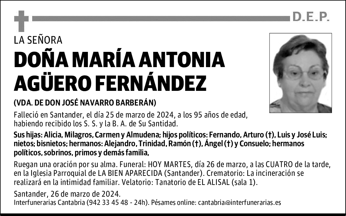 DOÑA MARÍA ANTONIA AGÜERO FERNÁNDEZ