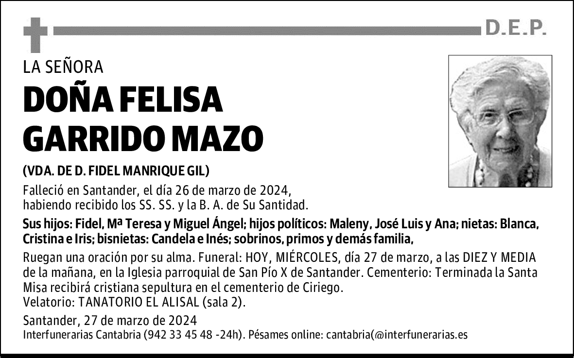 DOÑA FELISA GARRIDO MAZO