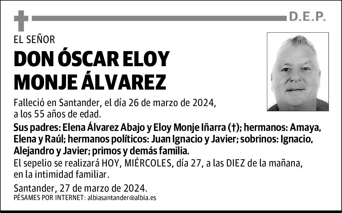 DON ÓSCAR ELOY MONJE ÁLVAREZ