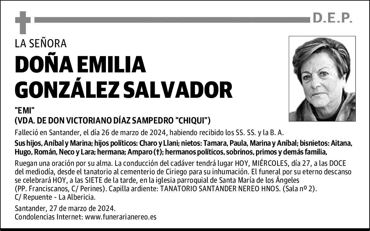 DOÑA EMILIA GONZÁLEZ SALVADOR