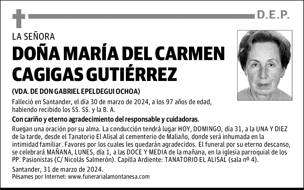 DOÑA MARÍA DEL CARMEN CAGIGAS GUTIÉRREZ
