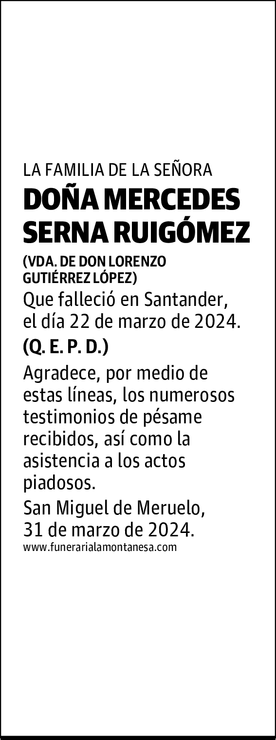 DOÑA MERCEDES SERNA RUIGOMEZ