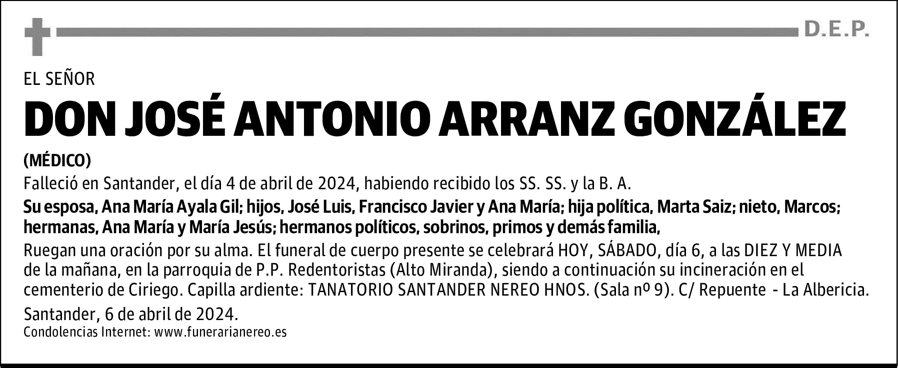 DON JOSÉ ANTONIO ARRANZ GONZÁLEZ