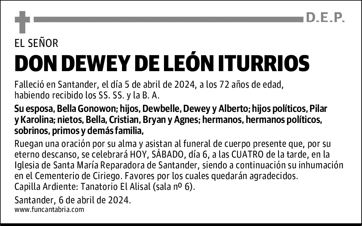 DON DEWEY DE LEÓN ITURRIOS