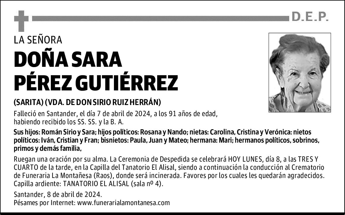 DOÑA SARA PÉREZ GUTIÉRREZ