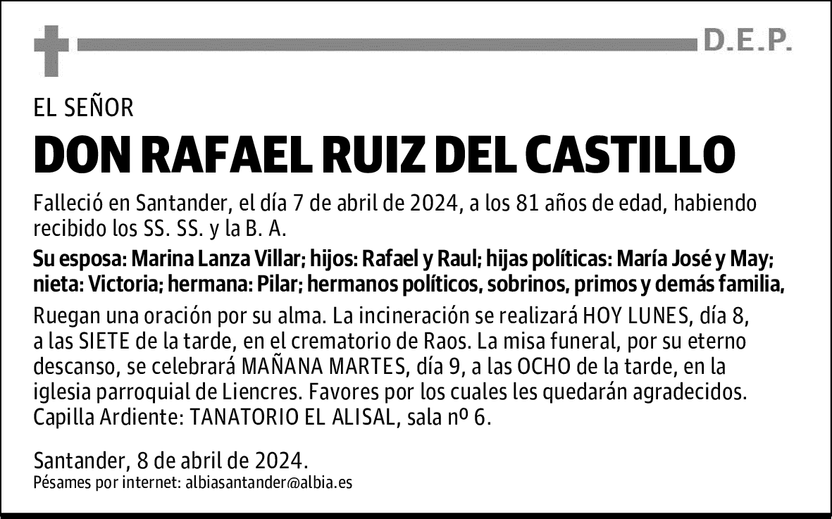 DON RAFAEL RUIZ DEL CASTILLO