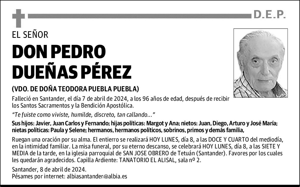 DON PEDRO DUEÑAS PÉREZ