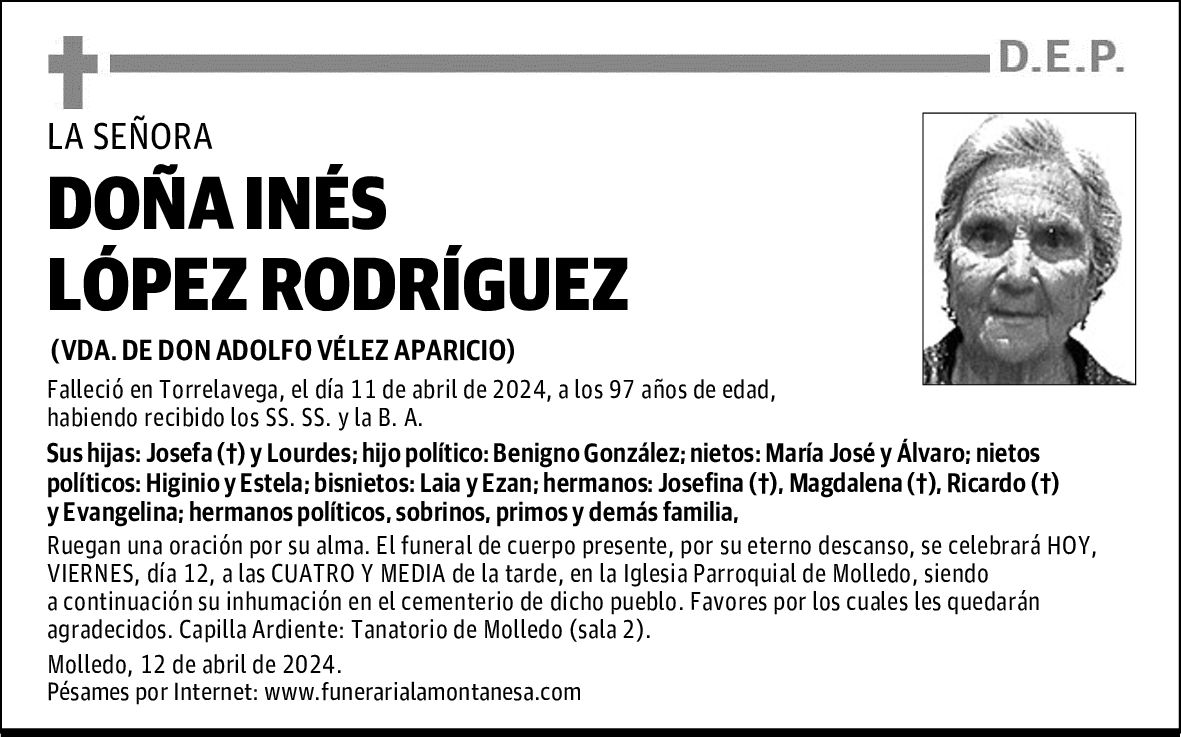 DOÑA INÉS LÓPEZ RODRÍGUEZ