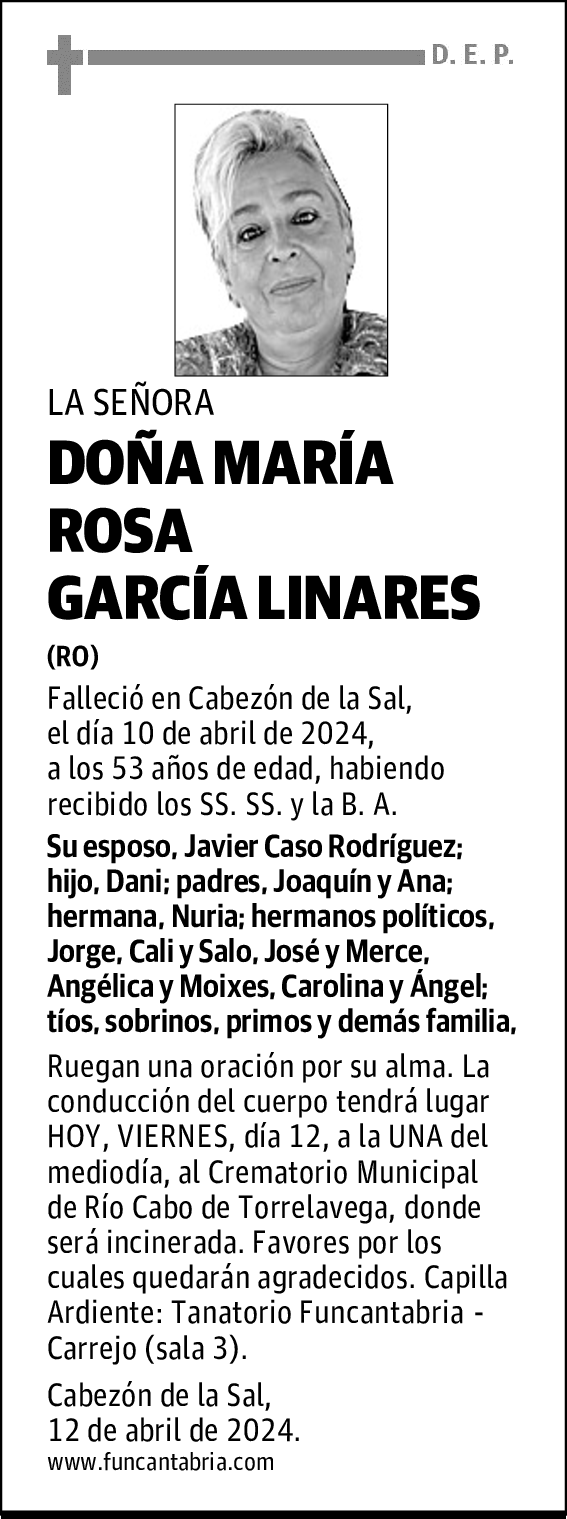 DOÑA MARÍA ROSA GARCÍA LINARES