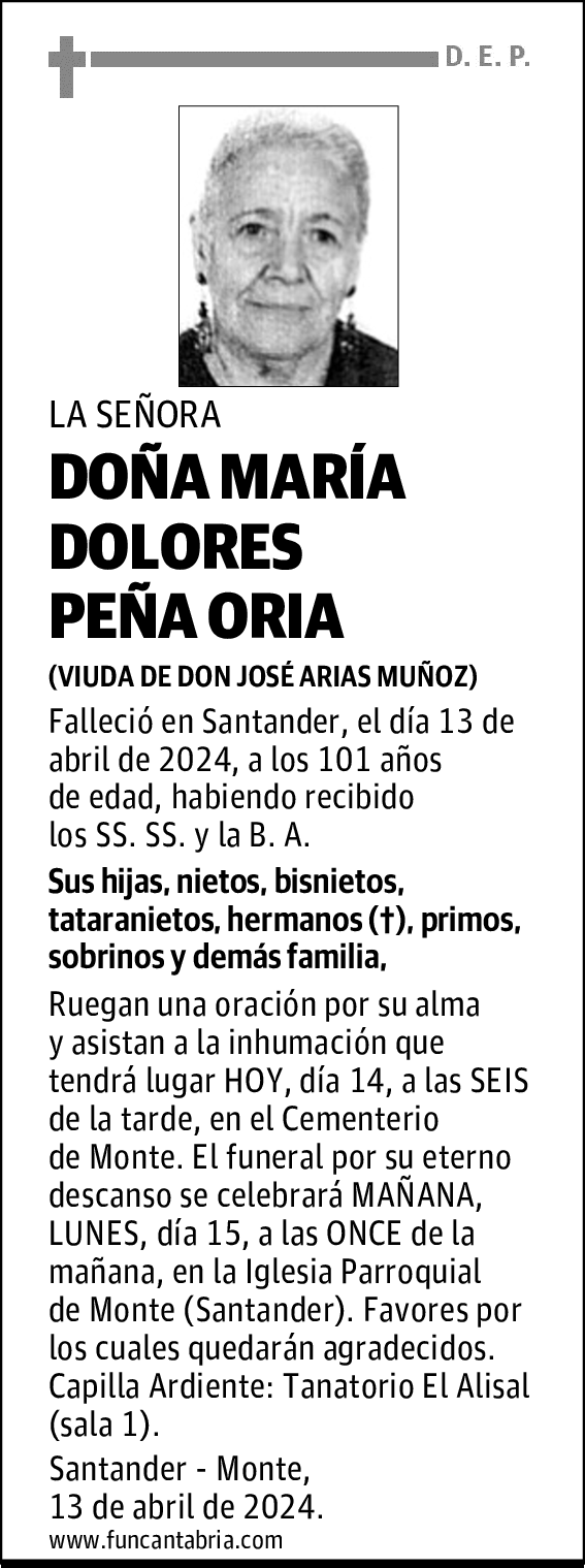 DOÑA MARÍA DOLORES PEÑA ORIA
