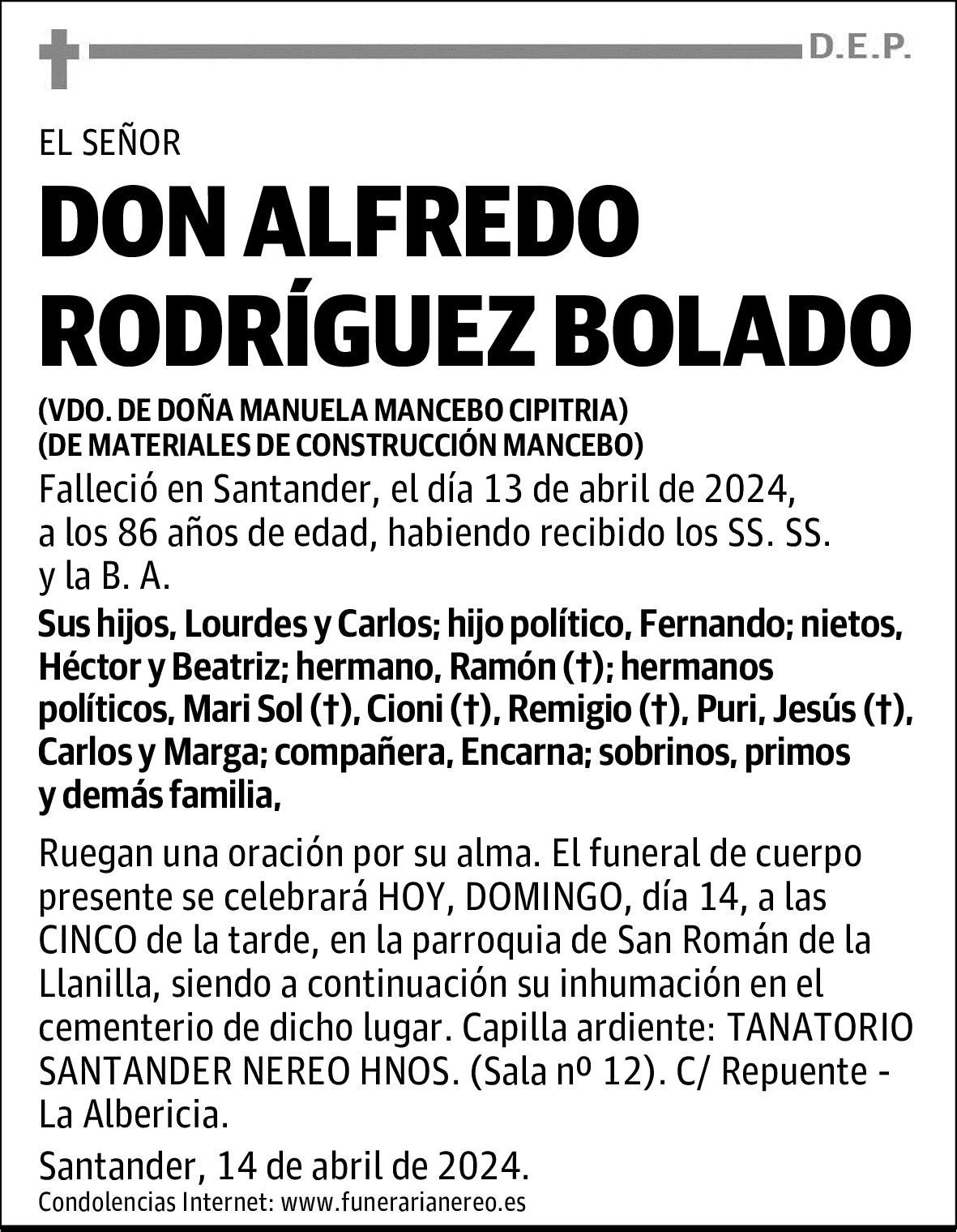 DON ALFREDO RODRIGUEZ BOLADO