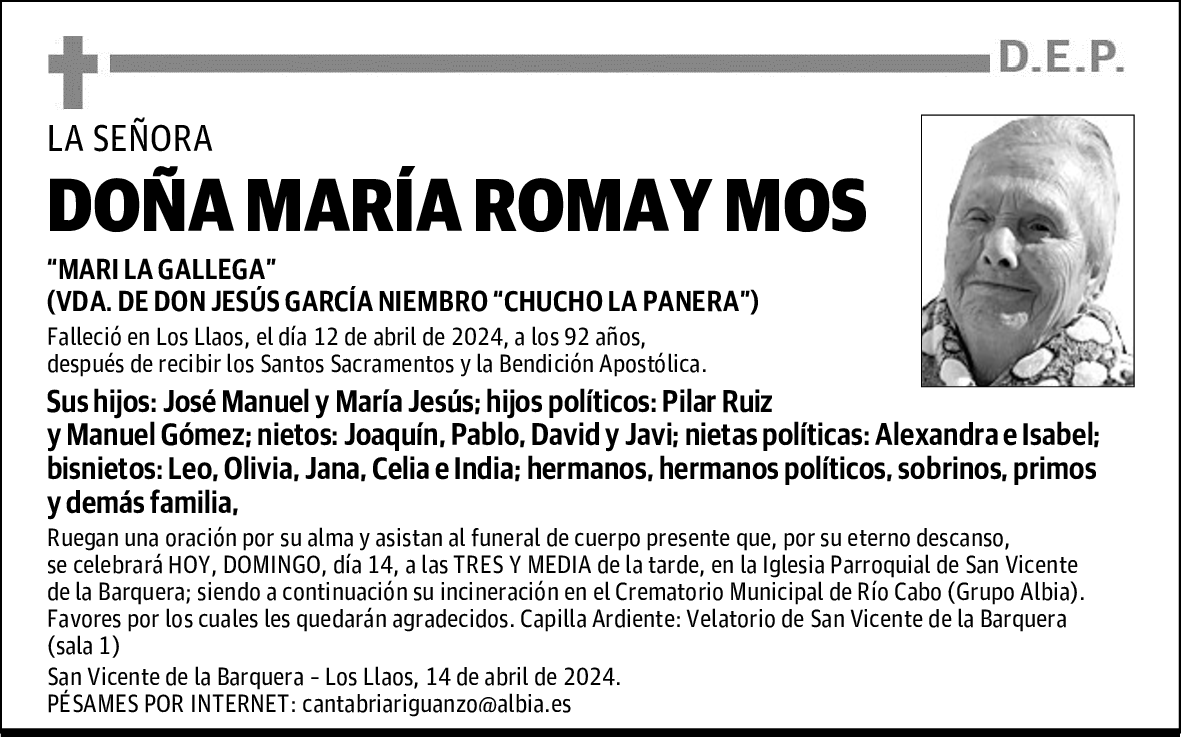 DOÑA MARÍA ROMAY MOS