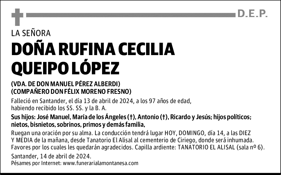 DOÑA RUFINA CECILIA QUEIPO LÓPEZ