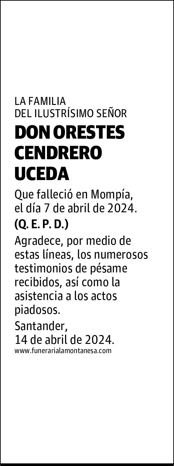 DON ORESTES CENDRERO UCEDA